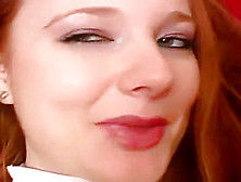 Horny Redhead Masturbates Her Pussy Close-Up