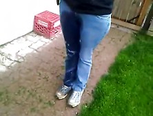 Peeing Her Jeans Outside