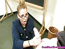 Teacher With Glasses Sucking For The Cum
