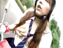 Boobs Groped Video Of A Japanese Scooter Rider