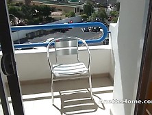 Nasty Girl Pleases A Guy At The Balcony