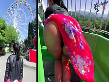 Ferris Wheel In The Park - Lady Swallows Penis And Shows Her Charms