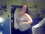 Fat Girl Tries To Be Sexy In Her Bedroom And Plays With A Toy On The Floor
