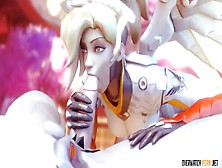 Hot Mercy From Overwatch Gets To Suck On Big Dick Nicely