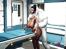 A Attractive Fresh Busty Black Has Hard Anal Sex With Sex Robot In The Medbay
