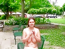 Pretty Woman With Giant Huge Saggy Boobs Naked On The Street
