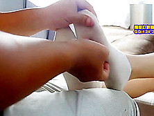 Amateur Chinese Girl Tickled In Sock And Barefeet