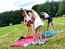 Yoga And Gymnastics Outdoors Without Panties In School Uniform Miniskirt With Sweet Tight Snatch Chicks