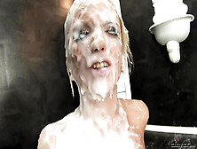 Lewd Gina Gets All Her Face Covered With Semen