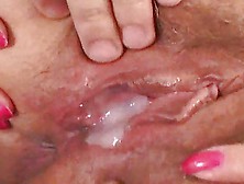 Pretty White Mature's Hairy Cunt Fucked