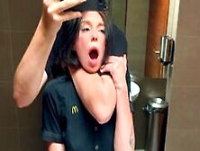 Risky Public Sex In The Toilet.  Fucked A Mcdonald's Worker Because Of Spilled Soda! - Eva Soda