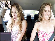 Dirty Blonde Stimulated With Ohmibod Toys While Driving In Car
