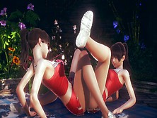 Hot Chinese Cheerleaders Tribbing With Clothed
