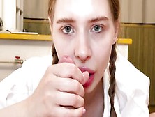 Adorable Fellatio From School Girl With Braces And Pigtails