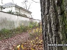 Teen Girlfriends Urinating On The Railway