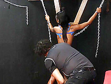 Black Slave Harmonys Ebony Spanking And Tied Up Whipping On Bondage Cross Of Dark Masochist In The Bdsm Dungeon With Bla