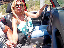 Shaved Blonde Leidy De Leon Gives A Handjob And Rides In The Car