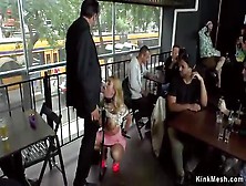 Big Tits Blonde Takes Dp In Public Bar