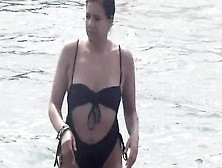 Milf In Black Bikini Beach Voyeur Clip