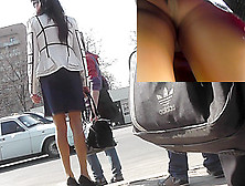 Woman Was Going Home And Caught On Upskirt Spy Camera