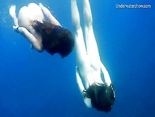 Two Hot Girls Naked In The Sea Swimming