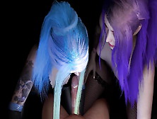 Two Girls With Brightly Colored Hair Double Blowjob : 3D Porn Short Clip
