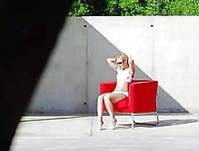 The Blonde Babe Sylvie Sinner Looks Erotic Under The Hot Sun Voyeured On Cam Outdoor
