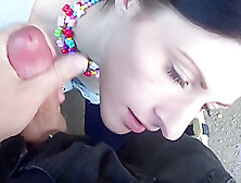 Public Roadside Oral Sex From Attractive Teeny With Sperm Shot.  Ebony Hair With Pink Contacts