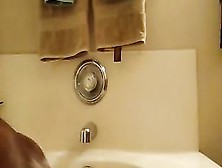 Ebony Riding Dildo In Tub