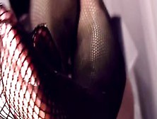 Close Masturbation In Fishnet Stockings And Gloves
