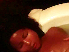 Beautiful Chocolate Chick Masturbating In The Tub And Cummed On Boobs