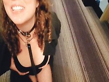 Hot Cum Slut On Leash Gets Crop Slapped And Face Fucked In Hotel Lobby