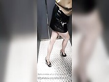 Milf Masturbates Crossed Legs Standing In Public Elevator