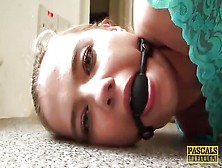 Beautiful Blonde Tied Up And Made To Suck Cock