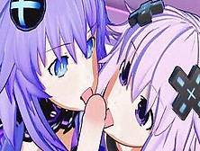 Hyperdimension Neptunia - Futa Purple Stepsister X Purple Heart And Stepadult Neptune Threesome Hent