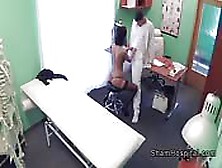 Brunette In Stockings Rides Doctors Cock