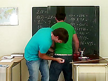 Very Old Teacher Gets Pounded By Two Studs