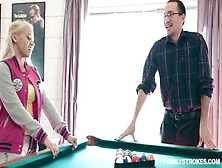 Playing Billiards With Sexy Blonde