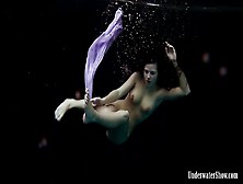 Busty Aneta Big Tits And Purple Dress In The Pool