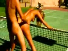 Bombshell Gets Doggy Shagged On The Tennis Court.