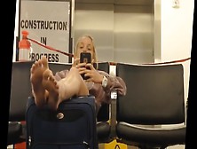 Blond Spying Feet In Airport Sexy