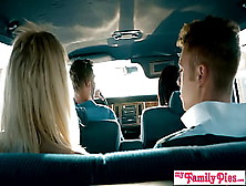 Sweet Blonde Chloe Couture Mounts Step Bro In Back Seat On Family Vacation