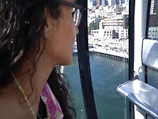 Embarrassed Girl Caught Giving Risky Public Blowjob On A Ferris Wheel In Seattle