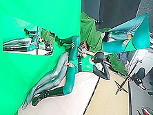 Nora Fox - Full Green Leotard And Nylon
