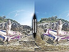 Poppy Nude Sunbathing On Vacation On Public Beach Masturbating With Hitachi Rfo