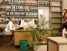 German Office Lesbians Playing With Bananas And Cucumbers