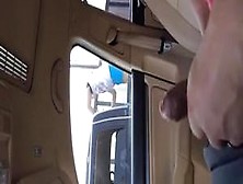 Guy Strokes Cock In Car