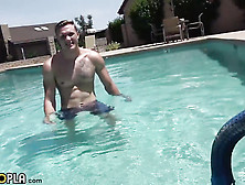 Gay Boy's Sexy Poolside Workout And Wank