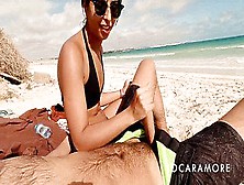 Bj On The Public Beach - Risky Cumshot With People Close By