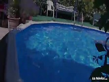 La Novice - French Brunette Bbw Gets Anal Fucked By The Pool